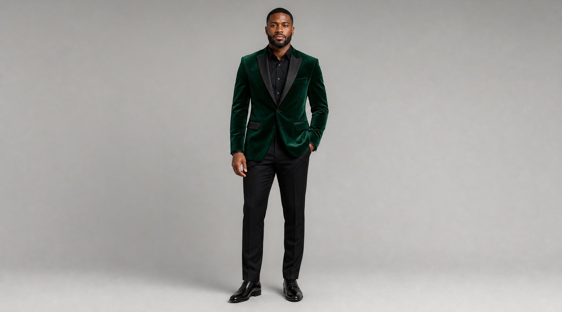Costume and event outfit swap — emerald dinner jacket